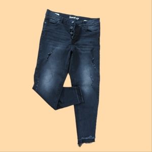 Women's mid rise crop skinny jeans size 12 like new faded black